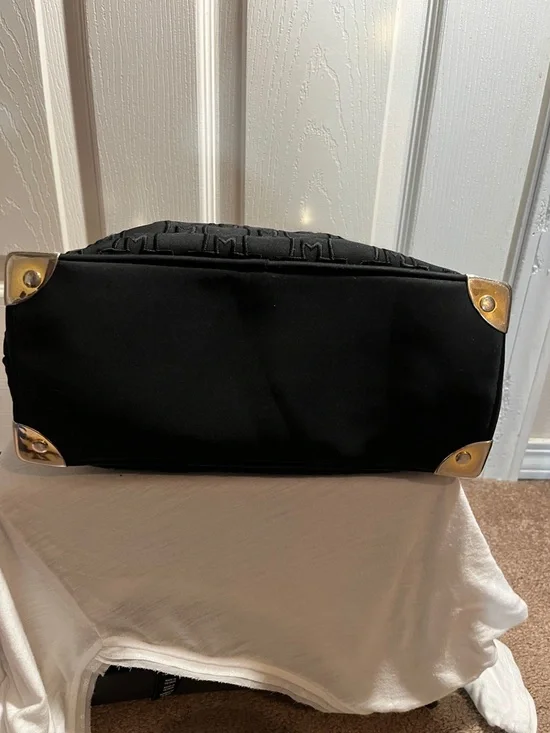 Black Monogram Tote Bag Gold Hardware Shoulder Bag - Picture 6 of 12